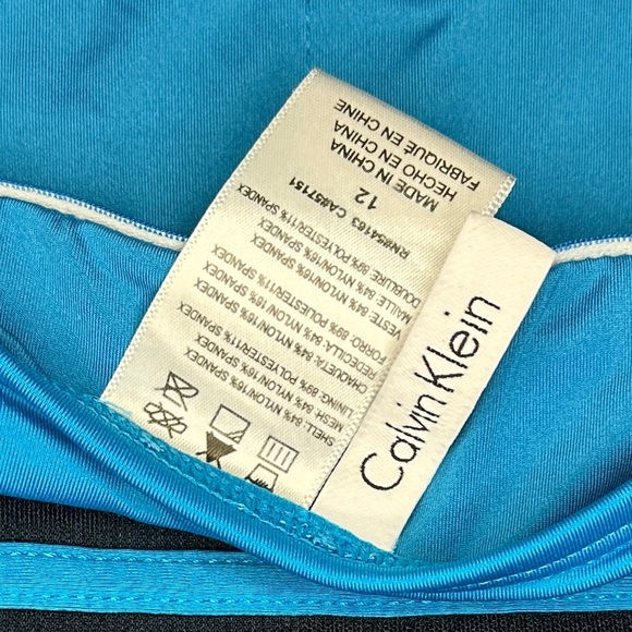 Calvin Klein Aqua and Black Striped Swimwear size 12 - Picture 6 of 8